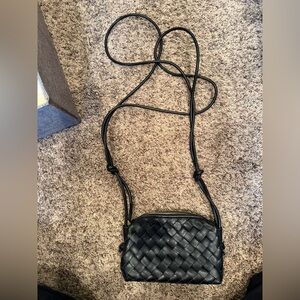 Black leather crossbody bag